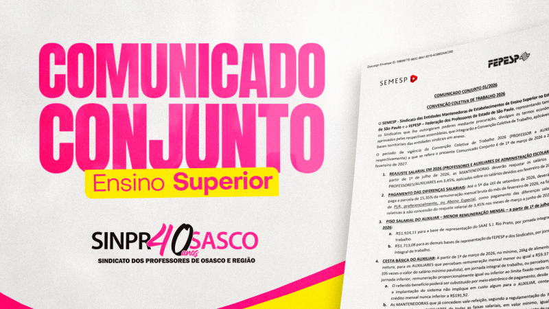 Ensino Superior | Confira o Comunicado Conjunto da Convenção Coletiva de Trabalho de 2026
