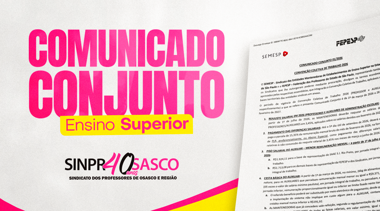Ensino Superior | Confira o Comunicado Conjunto da Convenção Coletiva de Trabalho de 2026