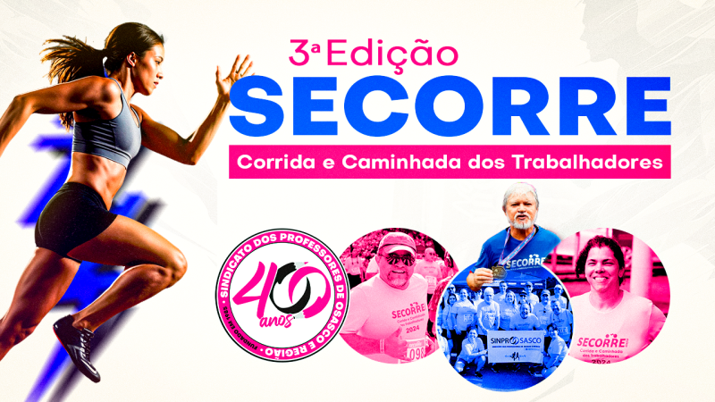 SECORRE | SINPROSASCO convida todos os Professores para a Corrida e Caminhada dos Trabalhadores 2026
