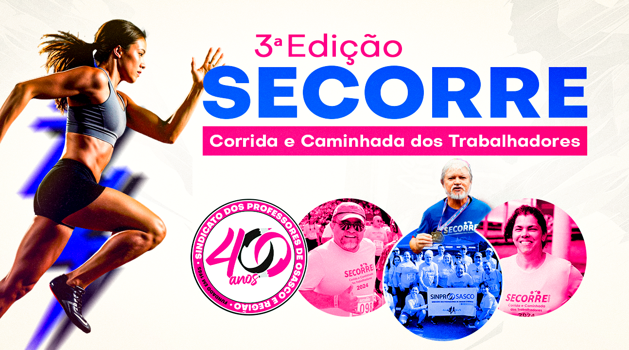 SECORRE | SINPROSASCO convida todos os Professores para a Corrida e Caminhada dos Trabalhadores 2026