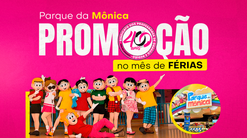 SINPROSASCO oferece promoção especial para o Parque da Mônica. Benefício exclusivo para sócios!