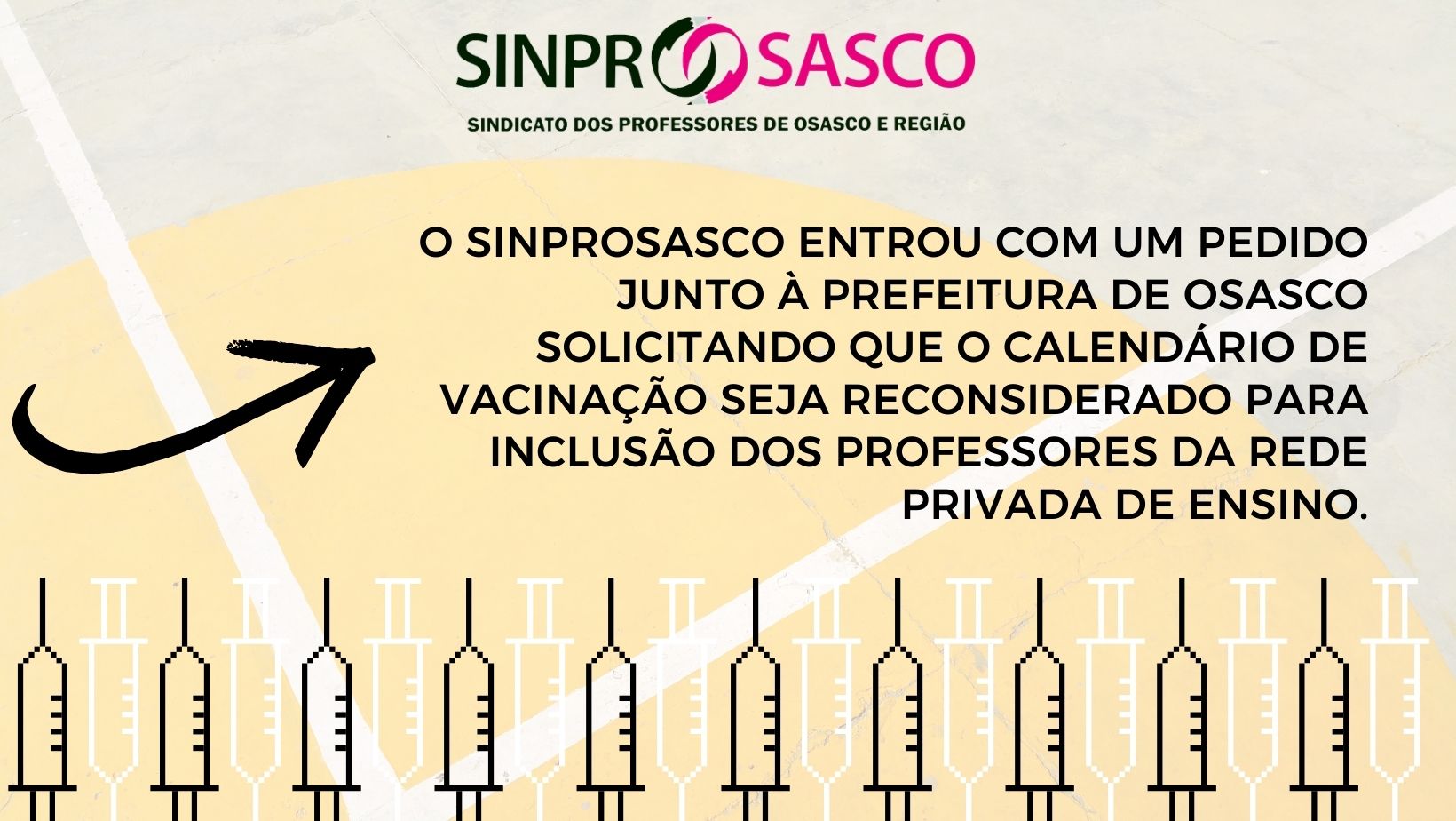 Sinprosasco pede inclusão dos professores da rede privada no calendário de vacinação em Osasco