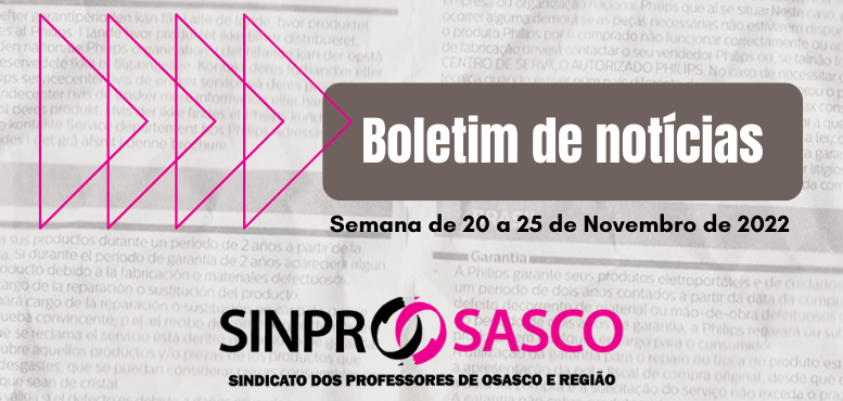 BOLETIM DE NOTÍCIAS | Semana de 20 a 25 de novembro de 2022