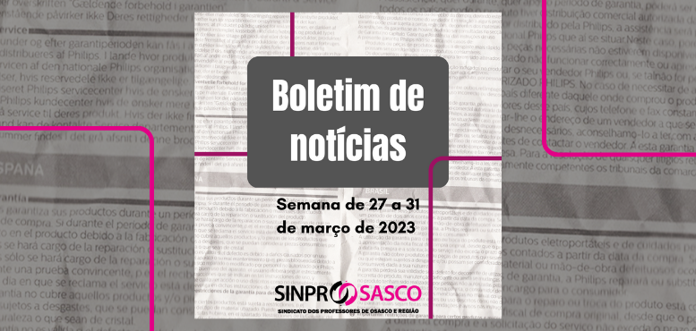BOLETIM DE NOTÍCIAS | Semana de 27 a 31 de março de 2023
