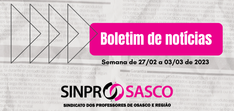 BOLETIM DE NOTÍCIAS | Semana de 27/02 a 03/03