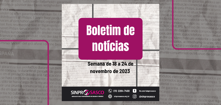 BOLETIM DE NOTÍCIAS | Semana de 18 a 24 de novembro de 2023