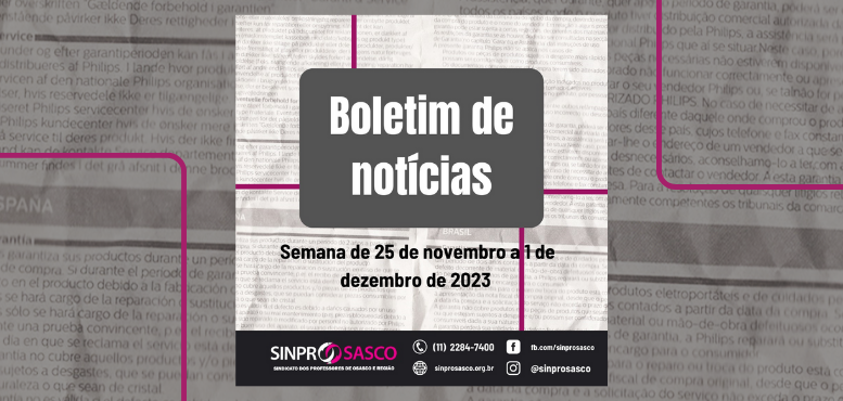 BOLETIM DE NOTÍCIAS | Semana de 25 de novembro a 1 de dezembro de 2023